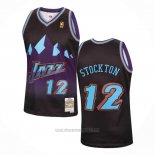 Camiseta Utah Jazz John Stockton #12 Mitchell & Ness 1996-97 Negro