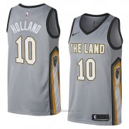 Camiseta Cleveland Cavaliers John Holland #10 Ciudad 2018 Gris