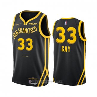 Camiseta Golden State Warriors Rudy Gay #33 Ciudad 2023-24 Negro