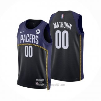 Camiseta Indiana Pacers Bennedict Mathurin #00 Ciudad 2022-23 Azul