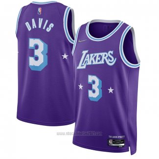 Camiseta Los Angeles Lakers Anthony Davis #3 Ciudad Edition 2021-22 Violeta