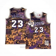 Camiseta Los Angeles Lakers Lebron James #23 Mitchell & Ness Lunar New Year Violeta