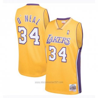 Camiseta Los Angeles Lakers Shaquille O'Neal #34 Mitchell & Ness 1999-00 Amarillo