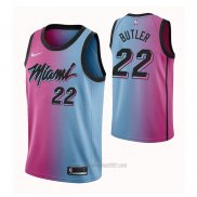 Camiseta Miami Heat Jimmy Butler #22 Ciudad 2020-21 Azul Rosa