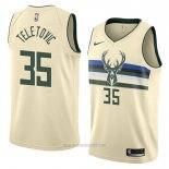 Camiseta Milwaukee Bucks Mirza Teletovic #35 Ciudad 2018 Crema