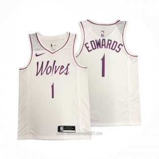 Camiseta Minnesota Timberwolves Anthony Edwards #1 Earned Blanco