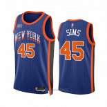 Camiseta New York Knicks Jericho Sims #45 Ciudad 2023-24 Azul