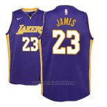 Camiseta Nino Los Angeles Lakers Lebron James #23 Statement 2017-18 Violeta