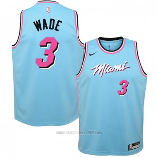 Camiseta Nino Miami Heat Dwyane Wade #3 Ciudad Azul