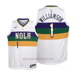 Camiseta Nino New Orleans Pelicans Zion Williamson #1 Ciudad 2019 Blanco
