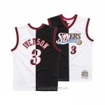 Camiseta Philadelphia 76ers Allen Iverson #3 Mitchell & Ness 2000-01 Split Negro Blanco