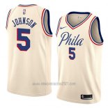 Camiseta Philadelphia 76ers Amir Johnson #5 Ciudad 2018 Crema