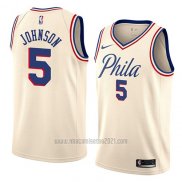 Camiseta Philadelphia 76ers Amir Johnson #5 Ciudad 2018 Crema