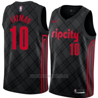 Camiseta Portland Trail Blazers Jake Layman #10 Ciudad 2018 Negro