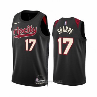 Camiseta Portland Trail Blazers Shaedon Sharpe #17 Ciudad 2023-24 Negro