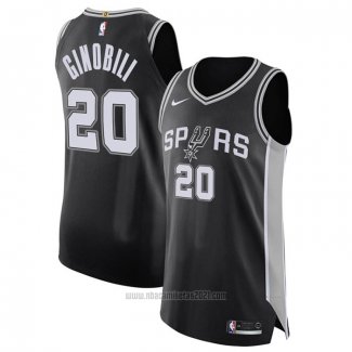 Camiseta San Antonio Spurs Manu Ginobili #20 Icon Autentico Negro