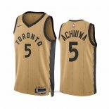 Camiseta Toronto Raptors Precious Achiuwa #5 Ciudad 2023-24 Oro