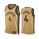 Camiseta Toronto Raptors Scottie Barnes #4 Ciudad 2023-24 Oro