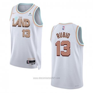 Camiseta Cleveland Cavaliers Ricky Rubio #13 Ciudad 2022-23 Blanco