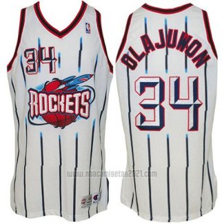 Camiseta Houston Rockets Hakeem Olajuwon #34 Retro Blanco