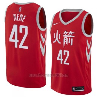 Camiseta Houston Rockets Nene #42 Ciudad 2018 Rojo