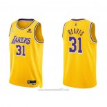 Camiseta Los Angeles Lakers Austin Reaves #31 75th Anniversary 2021-22 Amarillo