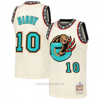 Camiseta Memphis Grizzlies Mike Bibby #10 Mitchell & Ness Chainstitch Crema