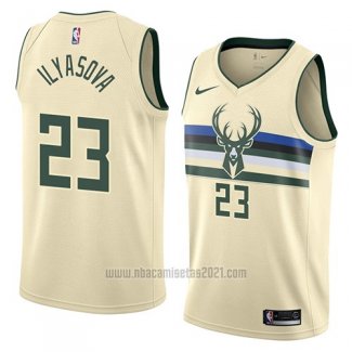 Camiseta Milwaukee Bucks Ersan Ilyasova #23 Ciudad 2018 Crema