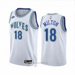 Camiseta Minnesota Timberwolves Shake Milton #18 Classic 2023-24 Blanco