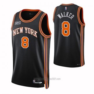 Camiseta New York Knicks Kemba Walker #8 Ciudad 2021-22 Negro