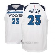 Camiseta Nino Minnesota Timberwolves Jimmy Butler #23 2017-18 Blanco