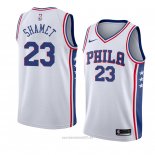 Camiseta Philadelphia 76ers Landry Shamet #23 Association 2017-18 Blanco