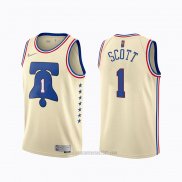 Camiseta Philadelphia 76ers Mike Scott #1 Earned 2020-21 Crema