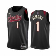 Camiseta Portland Trail Blazers Anfernee Simons #1 Ciudad 2023-24 Negro