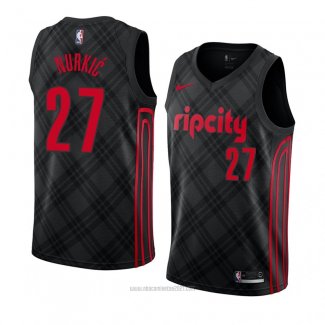 Camiseta Portland Trail Blazers Jusuf Nurkic #27 Ciudad 2018 Negro