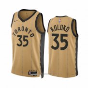 Camiseta Toronto Raptors Christian Koloko #35 Ciudad 2023-24 Oro