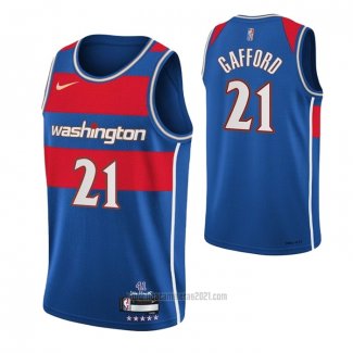 Camiseta Washington Wizards Daniel Gafford #21 Ciudad 2021-22 Azul