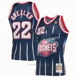 Camiseta Houston Rockets Clyde Drexler #22 Mitchell & Ness 1996-97 Azul