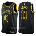 Camiseta Los Angeles Lakers Brook Lopez #11 Ciudad 2018 Negro