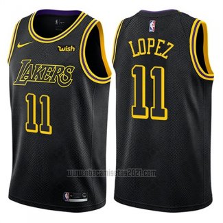 Camiseta Los Angeles Lakers Brook Lopez #11 Ciudad 2018 Negro