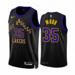 Camiseta Los Angeles Lakers Christian Wood #35 Ciudad 2023-24 Negro