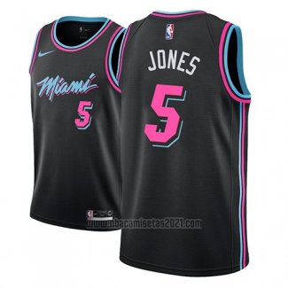 Camiseta Miami Heat Derrick Jones #5 Ciudad 2018-19 Negro