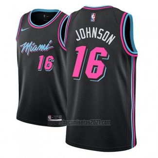 Camiseta Miami Heat James Johnson #16 Ciudad 2018-19 Negro