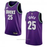 Camiseta Milwaukee Bucks Serge Ibaka #25 Classic 2022-23 Violeta