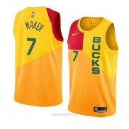 Camiseta Milwaukee Bucks Thon Maker #7 Ciudad 2018-19 Amarillo