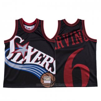 Camiseta Philadelphia 76ers Julius Erving #6 Mitchell & Ness Big Face Negro