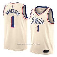 Camiseta Philadelphia 76ers Justin Anderson #1 Ciudad 2018 Crema