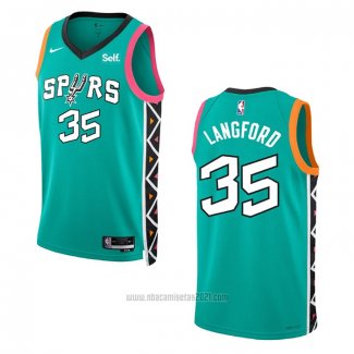 Camiseta San Antonio Spurs Romeo Langford #35 Ciudad 2022-23 Verde