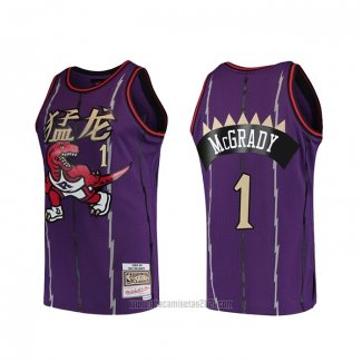 Camiseta Toronto Raptors Tracy Mcgrady #1 Mitchell & Ness 1998-99 Violeta