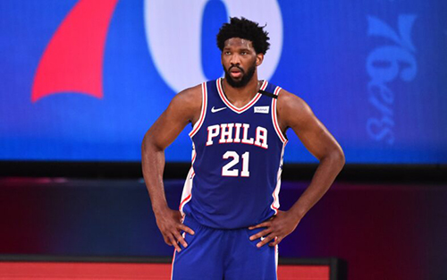 Camiseta Philadelphia 76ers Joel Embiid #21 2017-18 Azul